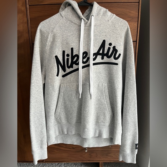NIKE AIR Hoodie Women’s Medium Gray Sweatshirt Pullover Spell Out Logo. Size M - Picture 9 of 9